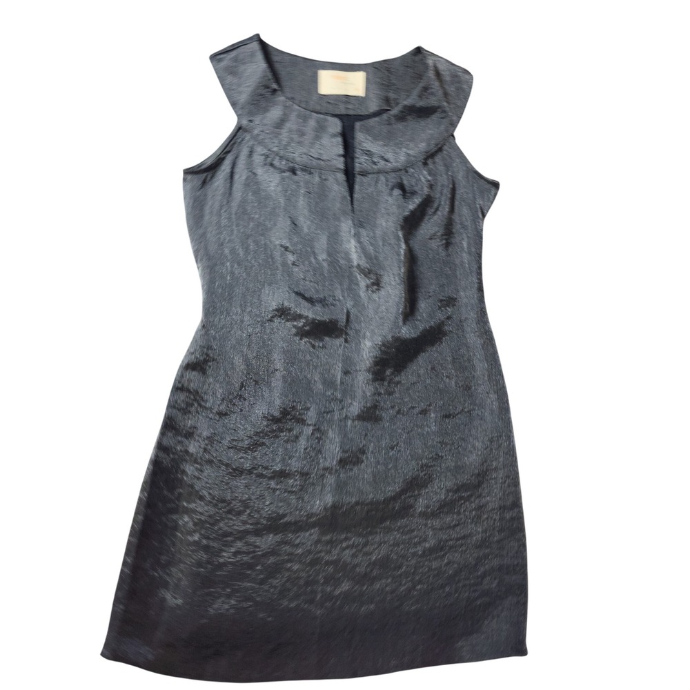 Renee C.‎ Charcoal Grey Metallic Split Neck Sleeveless Shift Mini Dress Medium